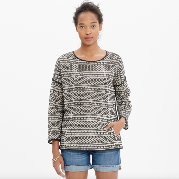 Madewell Tops - Madewell Embroidered Pullover Black and White Top